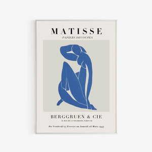 Opdag Blue Women Figure - Matisse Plakat, en elegant og minimalistisk Matisse plakat med stærke blå nuancer og organiske former. Perfekt til moderne indretning.

