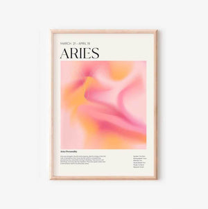 Aries - Farverig stjernetegns plakat Ellens Shop
