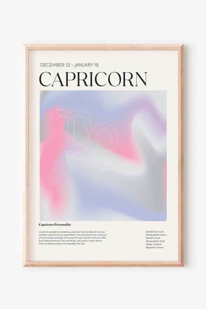 Capricorn - Farverig stjernetegns plakat Ellens Shop