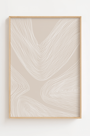 Soft Landscape Lines No.2 moderne plakat med abstrakte linjer i beige og neutrale toner