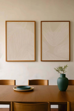 Soft Landscape Lines No.1 moderne plakat med abstrakte linjer i beige nuancer