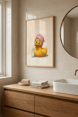Badeand i spa – Sjov badeværelsesplakat | Fra 99,-