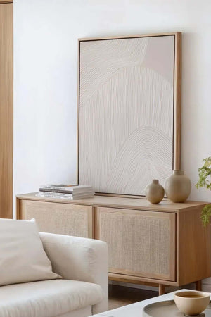 Soft Landscape Lines No.1 moderne plakat med abstrakte linjer i beige nuancer