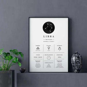 Libra - Stilren stjernetegns plakat Ellens Shop