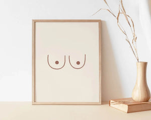 Bryster Line Art Plakat | Minimalistisk Plakat med Bryster
