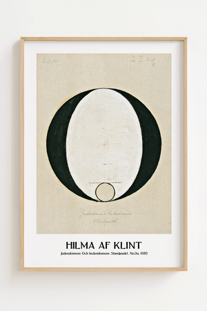 Duality plakat – Hilma af Klint abstrakt kunstplakat med sort og hvid cirkelmotiv