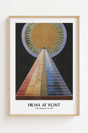 Altarpiece No.1 plakat – Hilma af Klint abstrakt kunstplakat med geometriske former og gylden cirkel