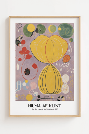 Golden Growth plakat – Hilma af Klint abstrakt kunstplakat med farverige former og symbolik