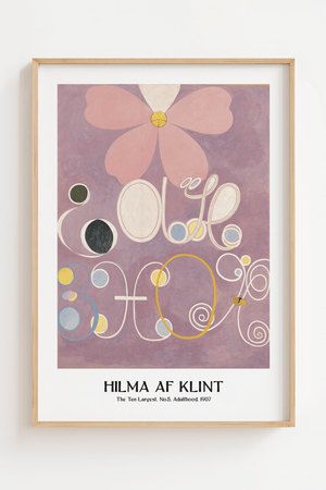 The Ten Largest No.5 Adulthood plakat – Hilma af Klint abstrakt kunstplakat med blomsterform og spiraler