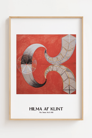 The Swan No.9 plakat – Hilma af Klint abstrakt kunstplakat med røde og geometriske former