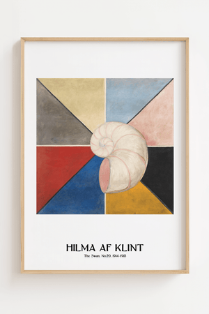 Sacred Shell plakat – Hilma af Klint abstrakt kunstplakat med spiralform og farverige felter