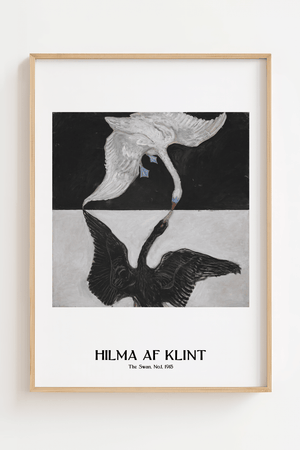 Swan Duality plakat – Hilma af Klint kunstplakat med sort og hvid svanemotiv