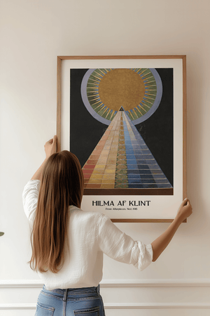 Altarpiece No.1 plakat – Hilma af Klint abstrakt kunstplakat med geometriske former og gylden cirkel