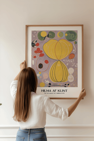 Golden Growth plakat – Hilma af Klint abstrakt kunstplakat med farverige former og symbolik