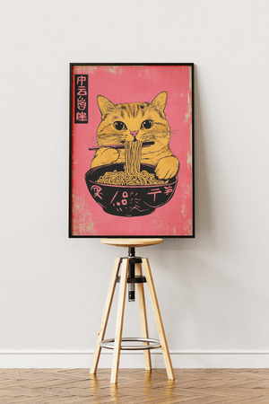 Ramen Cat Pink – Japansk Katte Plakat