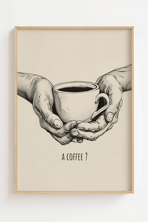 A coffee plakat med hænder der holder en kop kaffe illustration