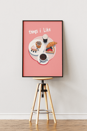 Rainbow ice cream cat plakat med sort kat og farverig is