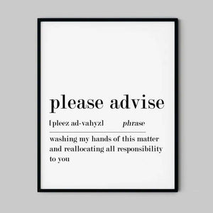 Please Advise Definition Ellens Shop