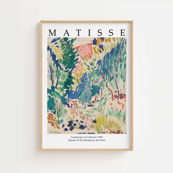 Matisse plakat med maleriet Landscape at Collioure fra 1905 i farverig fauvistisk stil.