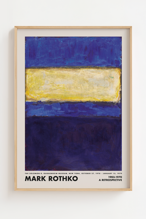 Mark Rothko No.295 plakat med dybe blå og gyldne farvefelter i hans karakteristiske abstrakte maleri-stil.