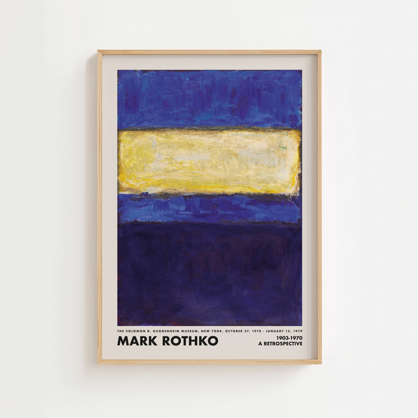 Mark Rothko No.295 plakat med dybe blå og gyldne farvefelter i hans karakteristiske abstrakte maleri-stil.