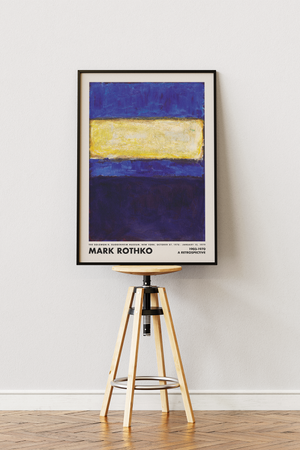Mark Rothko No.295 plakat med dybe blå og gyldne farvefelter i hans karakteristiske abstrakte maleri-stil.