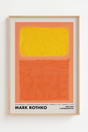 Mark Rothko plakat med abstrakte farvefelter i gul og orange – moderne kunst til hjemmet.