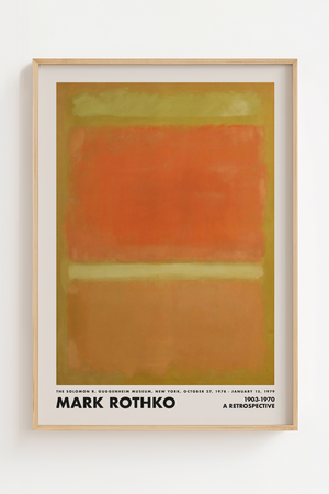 Mark Rothko plakat med abstrakte farvefelter i orange og grøn – moderne kunst til indretningen.