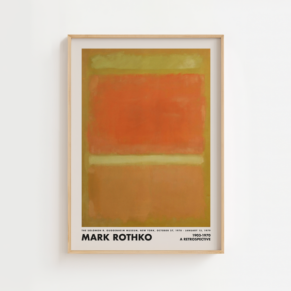 Mark Rothko plakat med abstrakte farvefelter i orange og grøn – moderne kunst til indretningen.