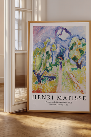 Bring farver, bevægelse og kunsthistorie ind i dit hjem med ‘Promenade des Oliviers’ – Matisse Plakat.