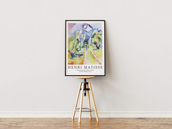 Bring farver, bevægelse og kunsthistorie ind i dit hjem med ‘Promenade des Oliviers’ – Matisse Plakat.