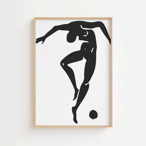 Acrobat med Bold plakat med sort-hvid figur i dynamisk bevægelse