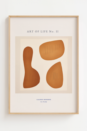 Art of Life No. II plakat med fire organiske former i okker og terracotta