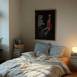 Do the Work Michael Jordan plakat i egetræsramme over seng