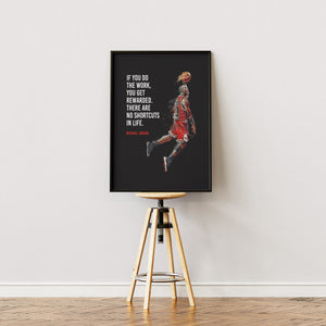 Do the Work Michael Jordan plakat i egetræsramme på staffeli