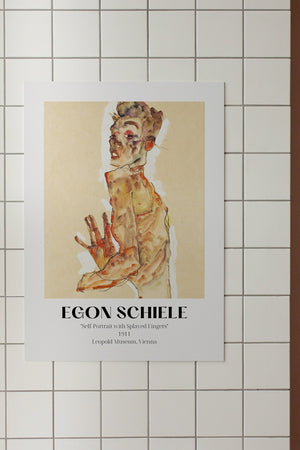 Egon Schiele udstillingsplakat – Self-Portrait with Splayed Fingers 1911, Leopold Museum Wien