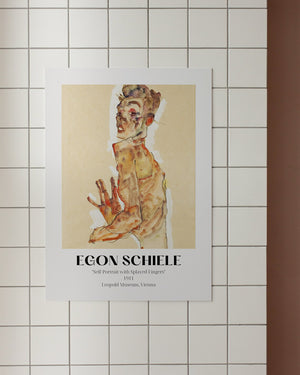 Egon Schiele udstillingsplakat – Self-Portrait with Splayed Fingers 1911, Leopold Museum Wien