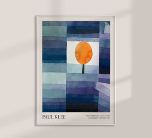 Paul Klee udstillingsplakat – The Harbinger of Autumn, Museum of Modern Art, blå og orange kunst