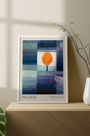 Paul Klee udstillingsplakat – The Harbinger of Autumn, Museum of Modern Art, blå og orange kunst