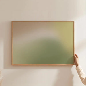 Minimalistisk grøn gradient plakat i nordisk indretning