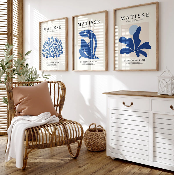 Udforsk vores blå Matisse plakater. Tilføj tidløs elegance til dit hjem med unikke kunstværker. Perfekte til stue, hjem og værelse. Køb plakater online i dag.