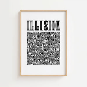 Illusion zebraer plakat med tæt formation af striber i sort hvid kontrast