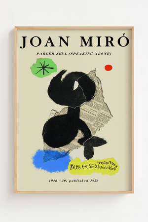 Parler Seul Joan Miró plakat med abstrakte former og collage-elementer