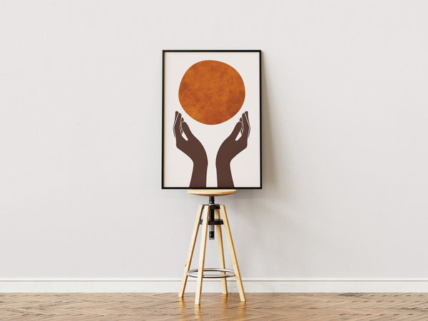 Abstract Hands &amp; Sun Poster