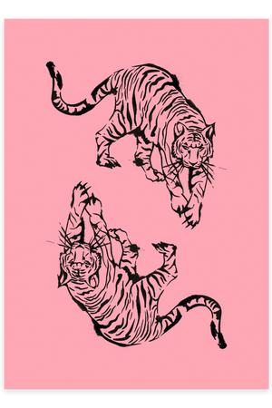 Double Tiger - Pink Plakat | Moderne & Unikt Design