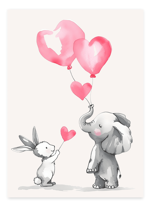Animals with balloons - Children's poster 