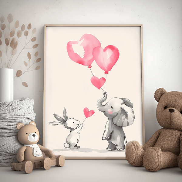 Animals with balloons - Children's poster 