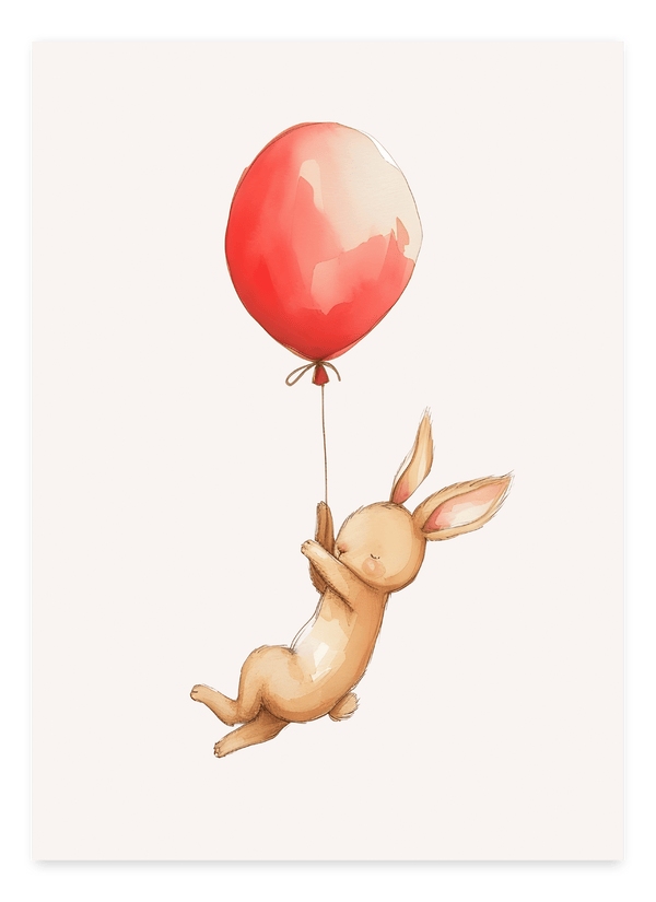 Rabbit with Balloon - Children's Poster 