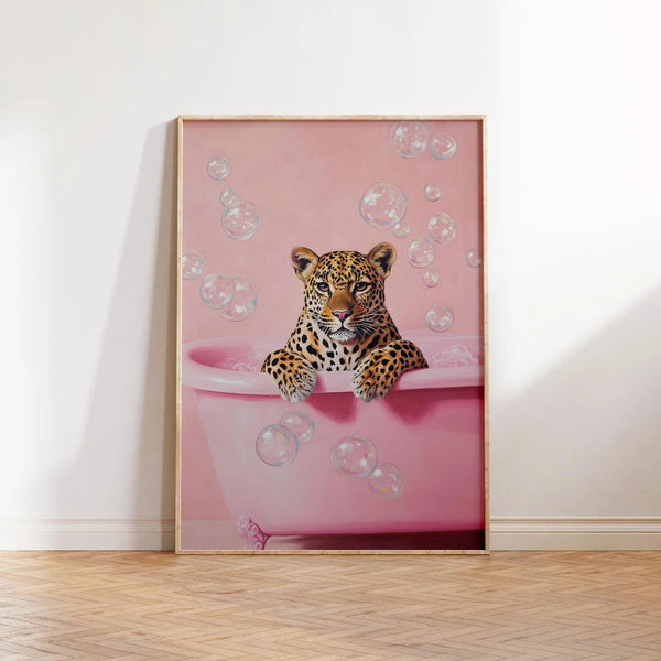 Leopard in bathtub 