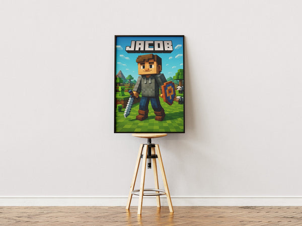Minecraft poster with sword &amp; shield (make your own) 